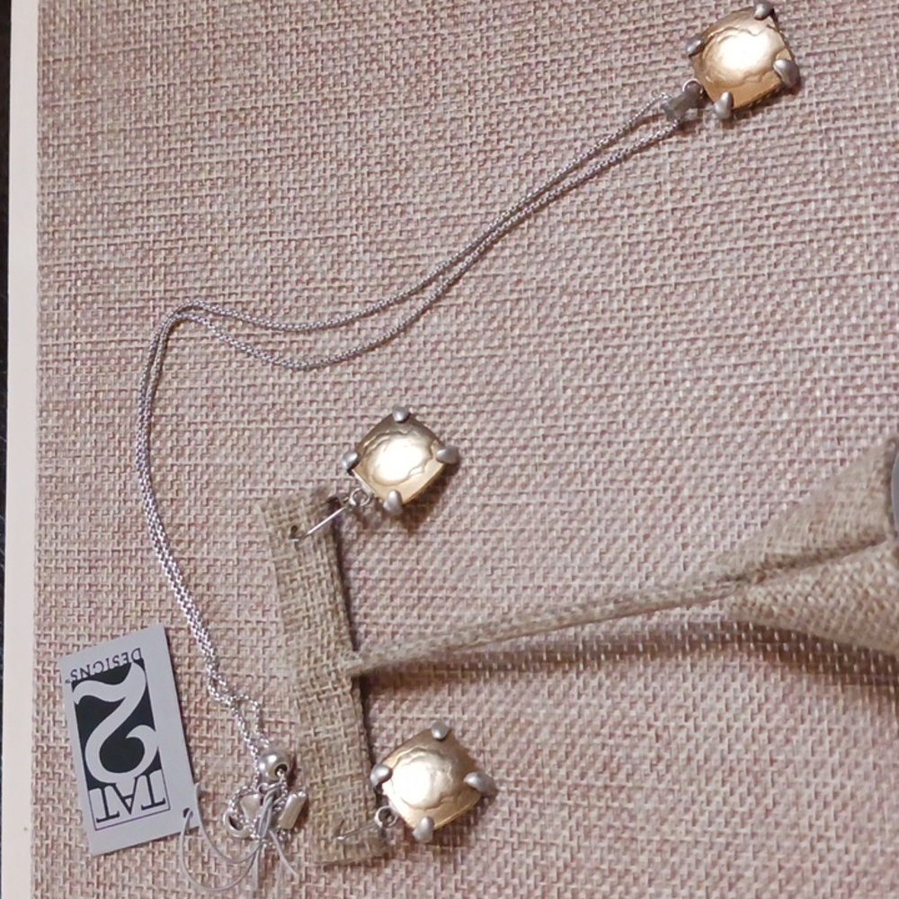 Tat2 square coin necklace and earrings